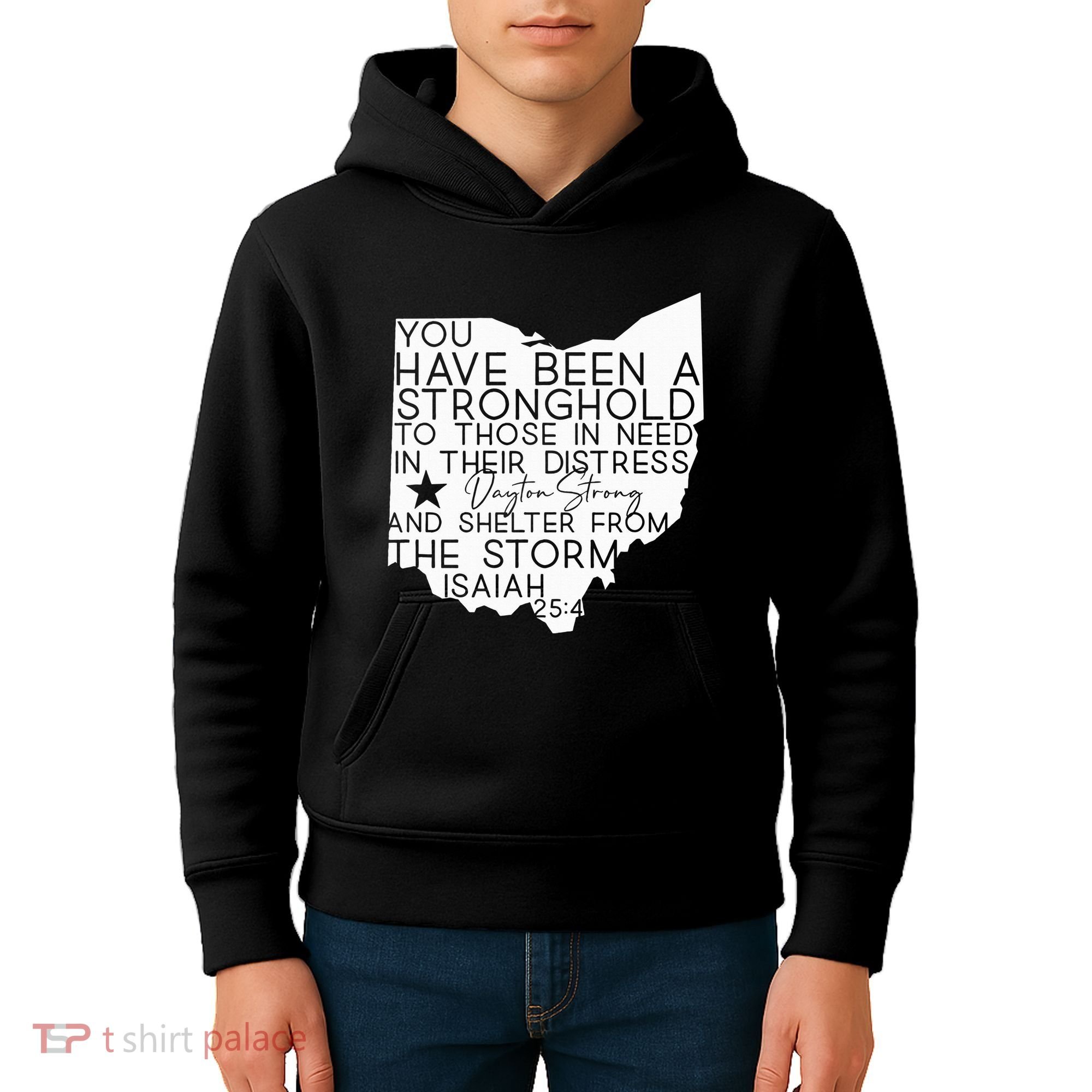 Isaiah 254 Dayton Strong Ohio Map Bible Verse Scripture Kids Hoodie