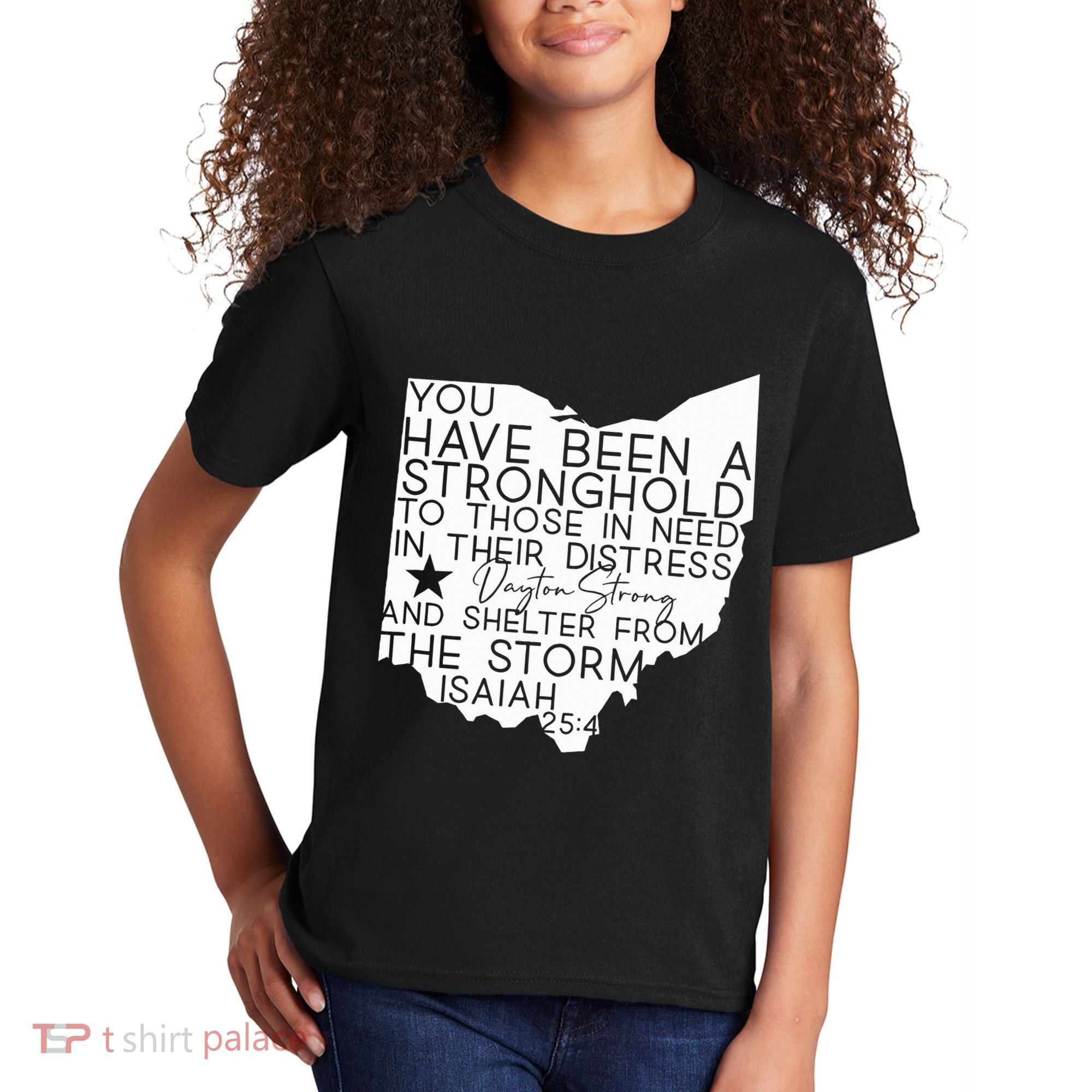 Isaiah 254 Dayton Strong Ohio Map Bible Verse Scripture Kids T-Shirt