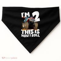 I'm 2 Two This Is How I Roll Monster Truck 2nd Birthday USA-Made Doggie Bandana thumb 0