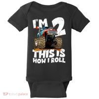 I'm 2 Two This Is How I Roll Monster Truck 2nd Birthday Baby Bodysuit thumb 0