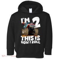 I'm 2 Two This Is How I Roll Monster Truck 2nd Birthday Toddler Hoodie thumb 0