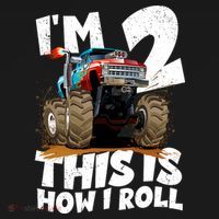 I'm 2 Two This Is How I Roll Monster Truck 2nd Birthday Toddler Hoodie thumb 2