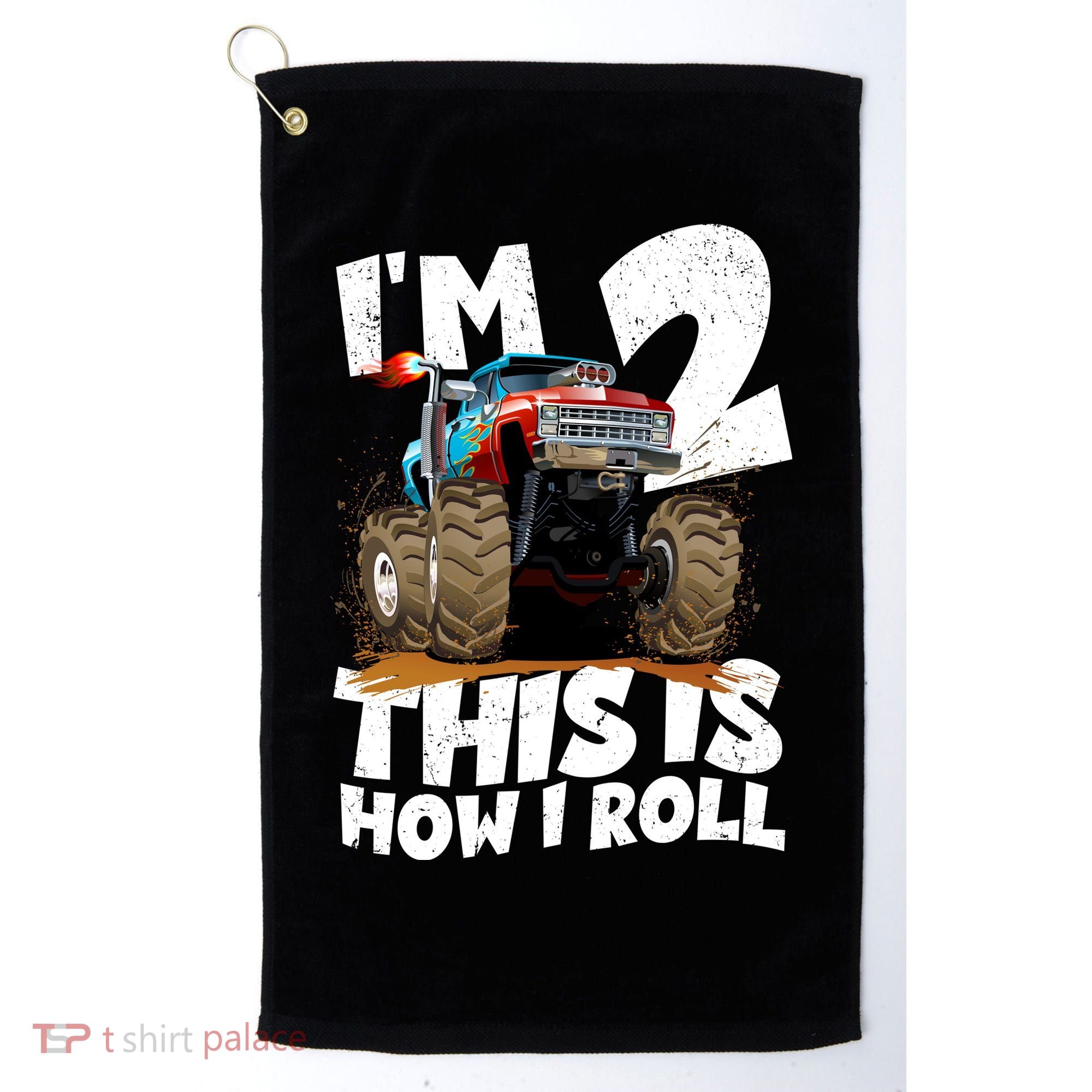 I'm 2 Two This Is How I Roll Monster Truck 2nd Birthday Golf Towel