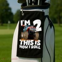I'm 2 Two This Is How I Roll Monster Truck 2nd Birthday Golf Towel thumb 2