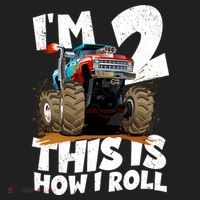 I'm 2 Two This Is How I Roll Monster Truck 2nd Birthday Golf Towel thumb 3
