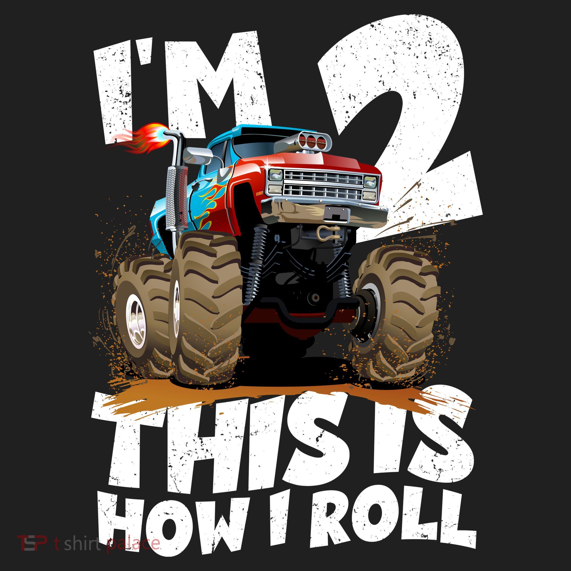 I'm 2 Two This Is How I Roll Monster Truck 2nd Birthday Golf Towel