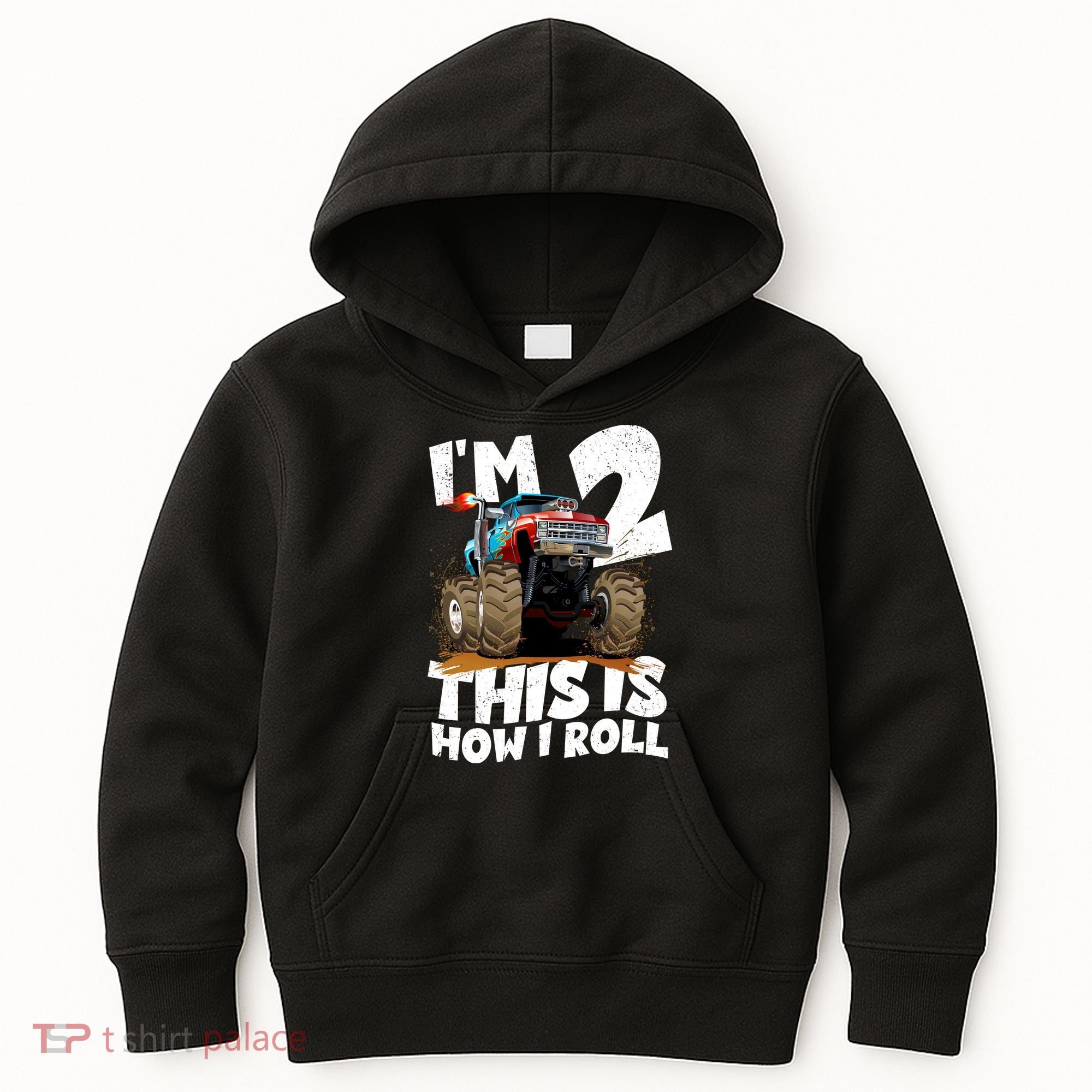 I'm 2 Two This Is How I Roll Monster Truck 2nd Birthday Kids Hoodie