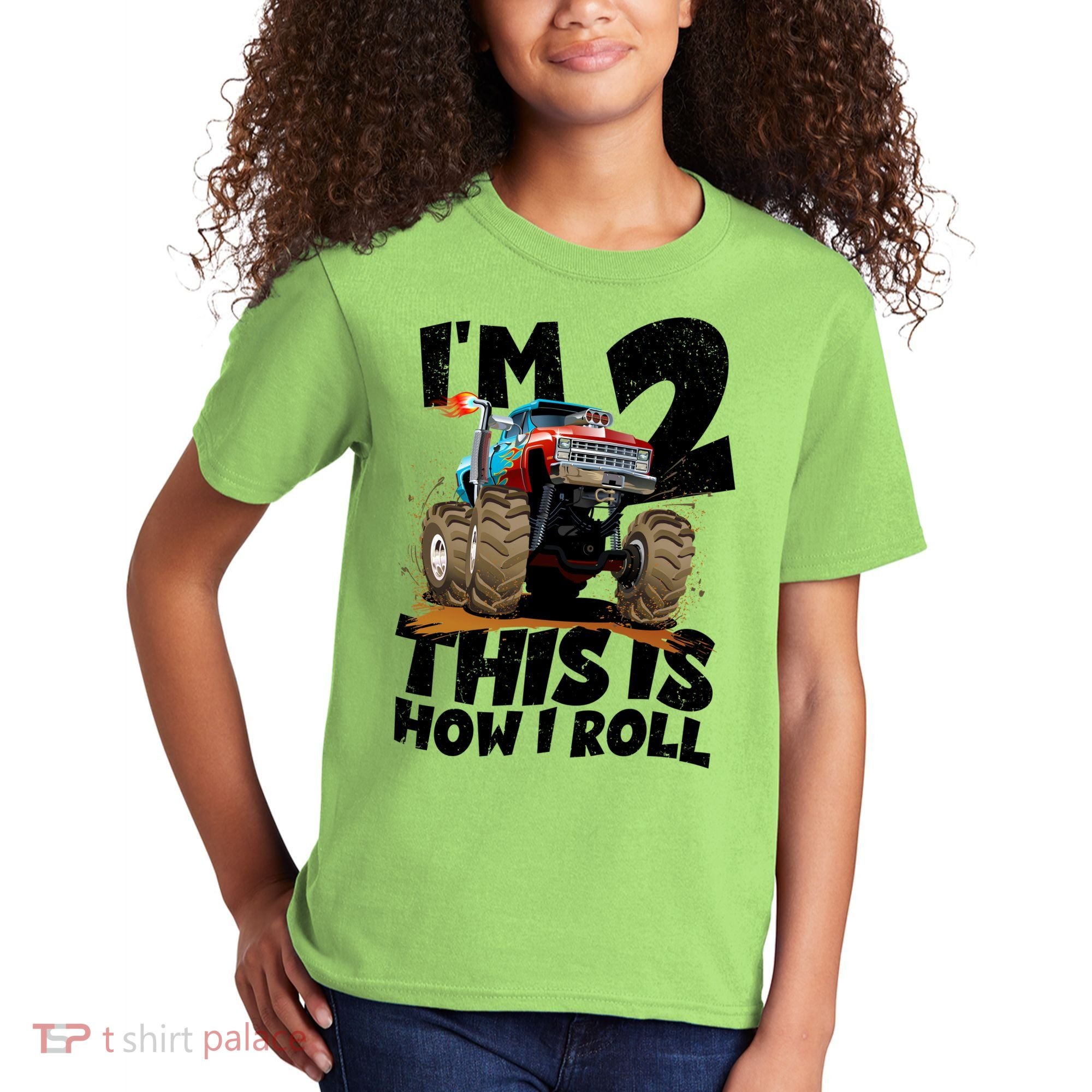 I'm 2 Two This Is How I Roll Monster Truck 2nd Birthday Kids T-Shirt