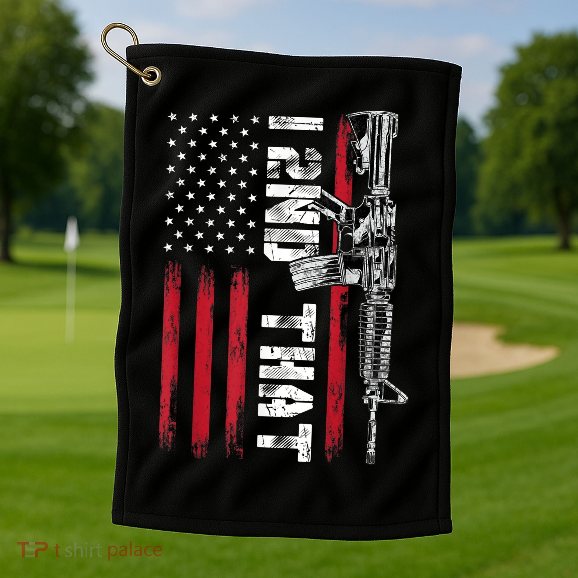 I 2nd That Second Amendment Pro Gun American Flag Patriotic Golf Towel