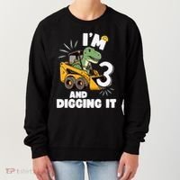 IM 3 And Digging It 3rd Birthday Dinosaur Construction Women's Sweatshirt thumb 0