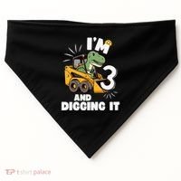 IM 3 And Digging It 3rd Birthday Dinosaur Construction USA-Made Doggie Bandana thumb 0
