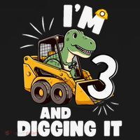 IM 3 And Digging It 3rd Birthday Dinosaur Construction Long Sleeve Shirt thumb 2