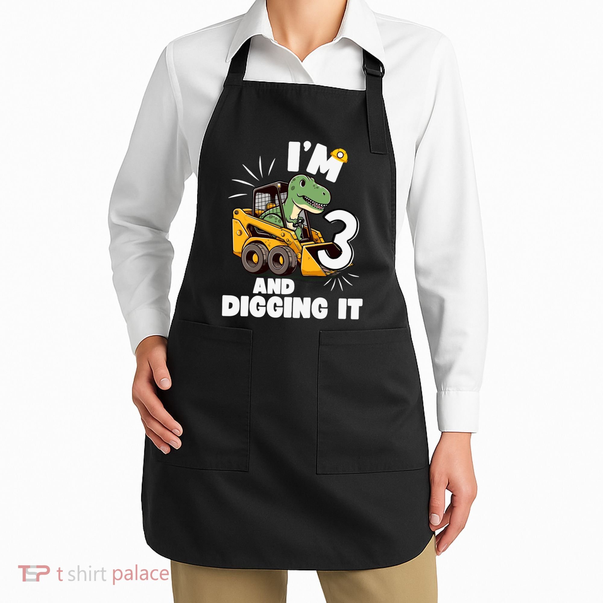 IM 3 And Digging It 3rd Birthday Dinosaur Construction Apron