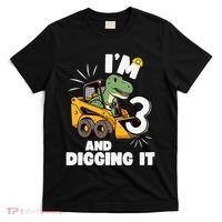 IM 3 And Digging It 3rd Birthday Dinosaur Construction T-Shirt thumb 0