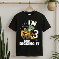 IM 3 And Digging It 3rd Birthday Dinosaur Construction T-Shirt thumb 2