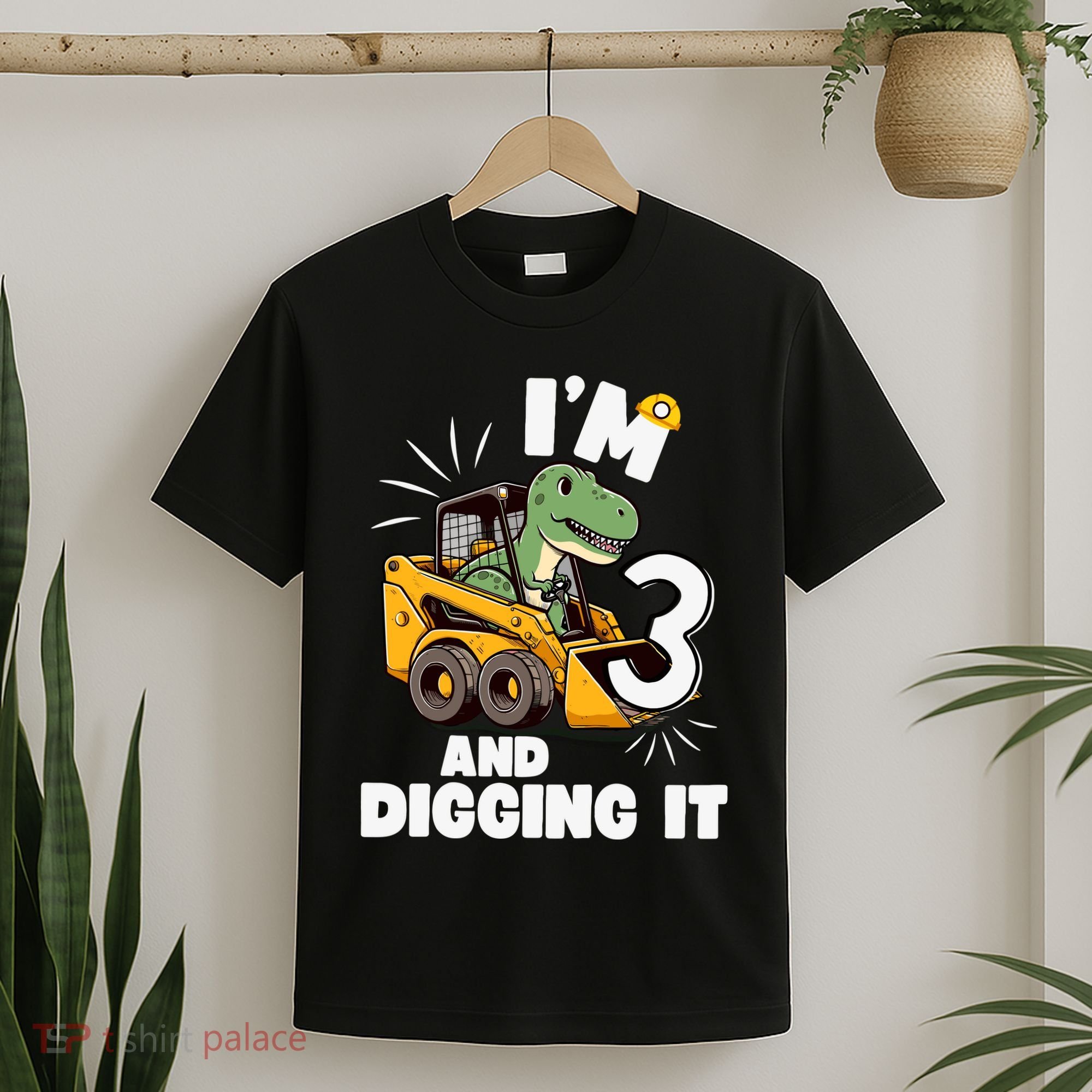 IM 3 And Digging It 3rd Birthday Dinosaur Construction T-Shirt