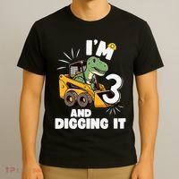IM 3 And Digging It 3rd Birthday Dinosaur Construction T-Shirt thumb 3