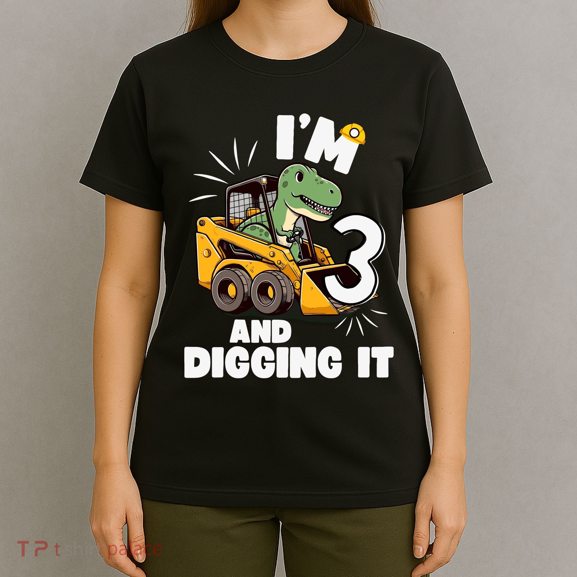 IM 3 And Digging It 3rd Birthday Dinosaur Construction T-Shirt