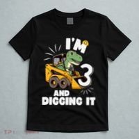 IM 3 And Digging It 3rd Birthday Dinosaur Construction T-Shirt thumb 5