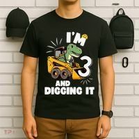 IM 3 And Digging It 3rd Birthday Dinosaur Construction T-Shirt thumb 6