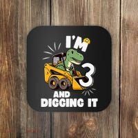 IM 3 And Digging It 3rd Birthday Dinosaur Construction Coaster thumb 0