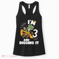 IM 3 And Digging It 3rd Birthday Dinosaur Construction Women's Tank Top thumb 0
