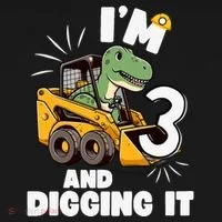 IM 3 And Digging It 3rd Birthday Dinosaur Construction Baby Bodysuit thumb 2