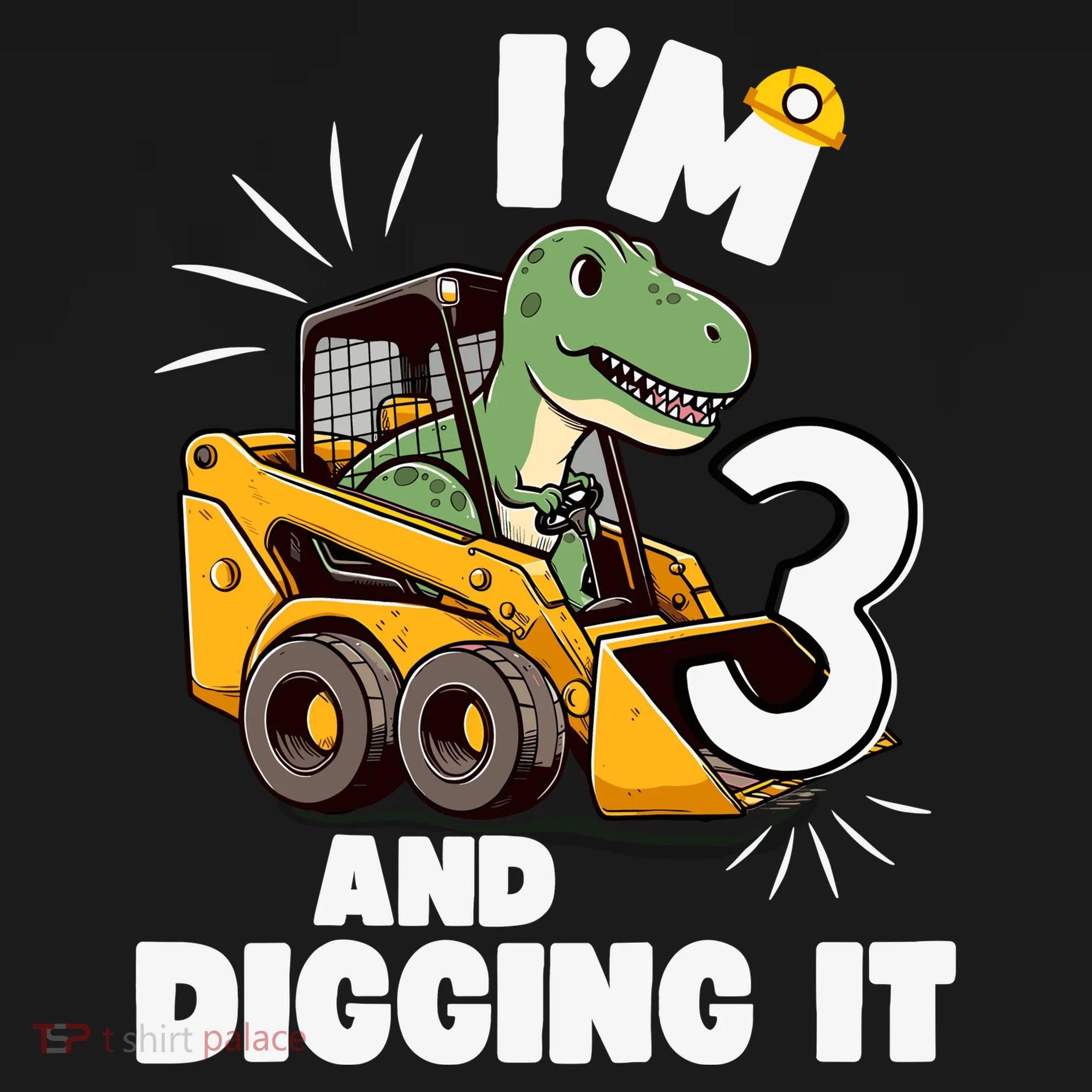 IM 3 And Digging It 3rd Birthday Dinosaur Construction Baby Bodysuit