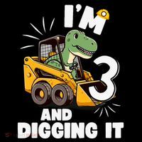 IM 3 And Digging It 3rd Birthday Dinosaur Construction Toddler Hoodie thumb 2