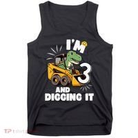 IM 3 And Digging It 3rd Birthday Dinosaur Construction Tank Top thumb 0