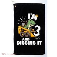 IM 3 And Digging It 3rd Birthday Dinosaur Construction Golf Towel thumb 0