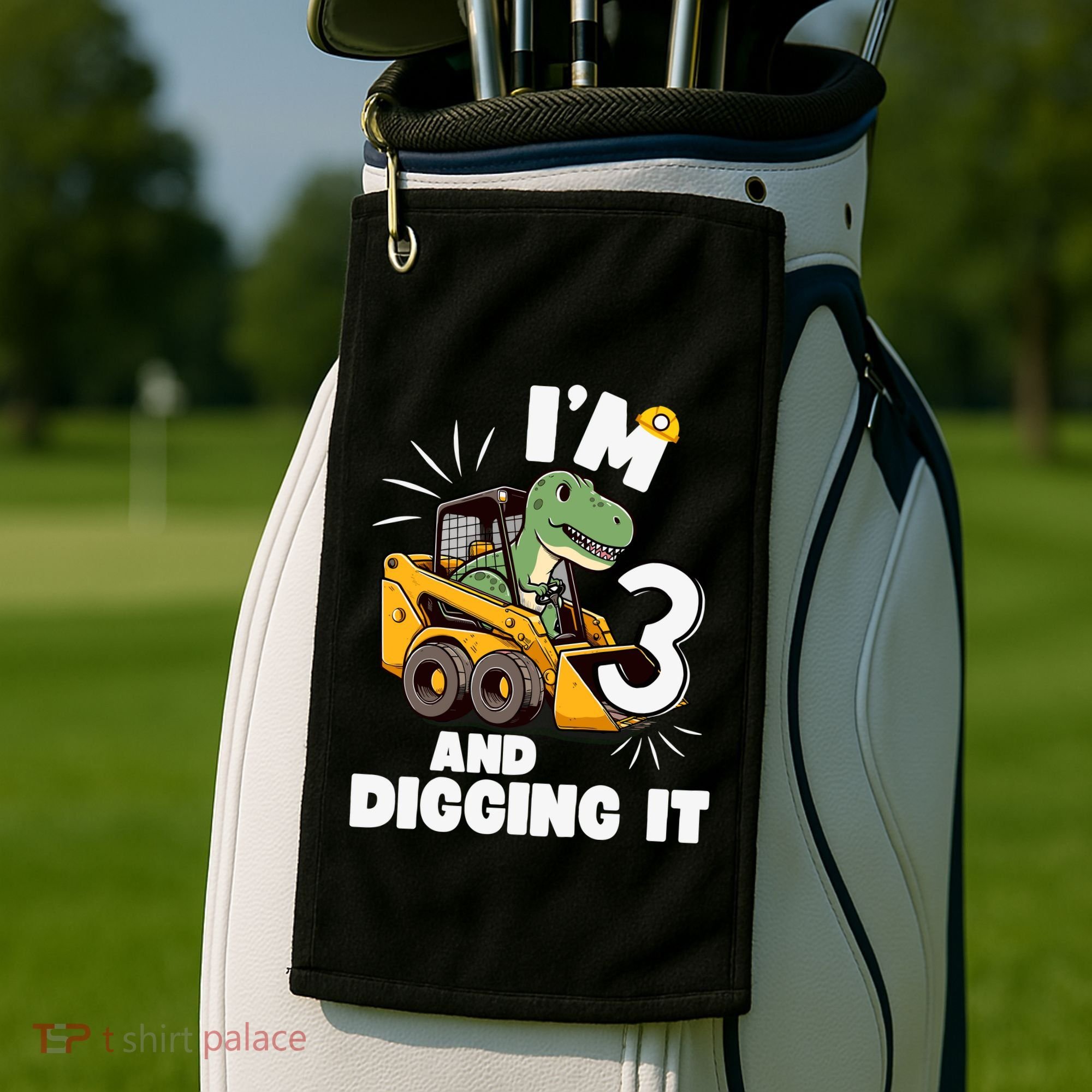 IM 3 And Digging It 3rd Birthday Dinosaur Construction Golf Towel