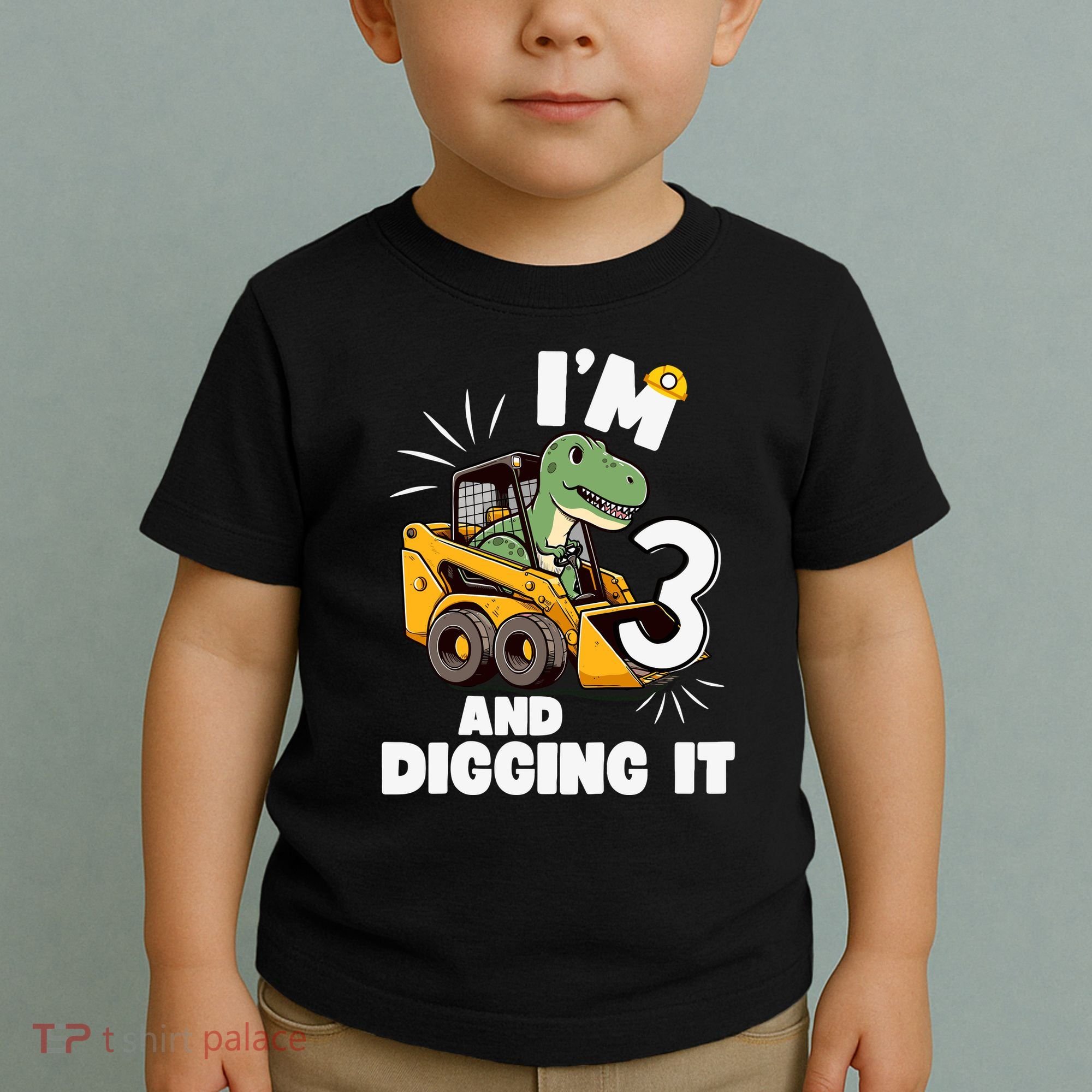 IM 3 And Digging It 3rd Birthday Dinosaur Construction Toddler T-Shirt