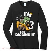 IM 3 And Digging It 3rd Birthday Dinosaur Construction Women's Long Sleeve Shirt thumb 0