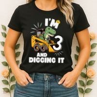 IM 3 And Digging It 3rd Birthday Dinosaur Construction Women's T-Shirt thumb 2