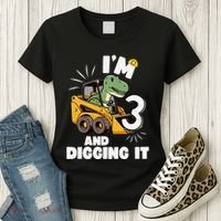 IM 3 And Digging It 3rd Birthday Dinosaur Construction Women's T-Shirt thumb 3