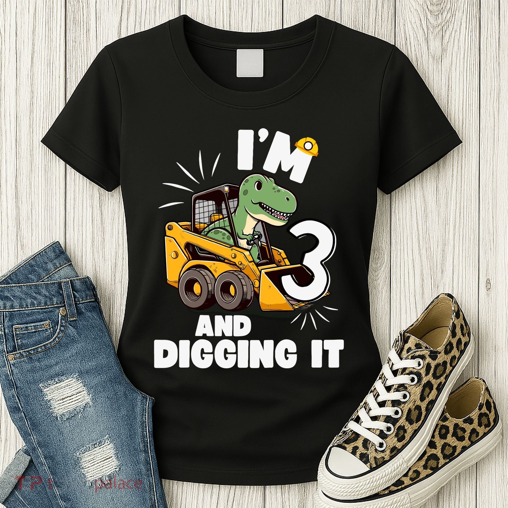 IM 3 And Digging It 3rd Birthday Dinosaur Construction Women's T-Shirt