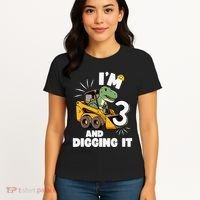 IM 3 And Digging It 3rd Birthday Dinosaur Construction Women's T-Shirt thumb 4