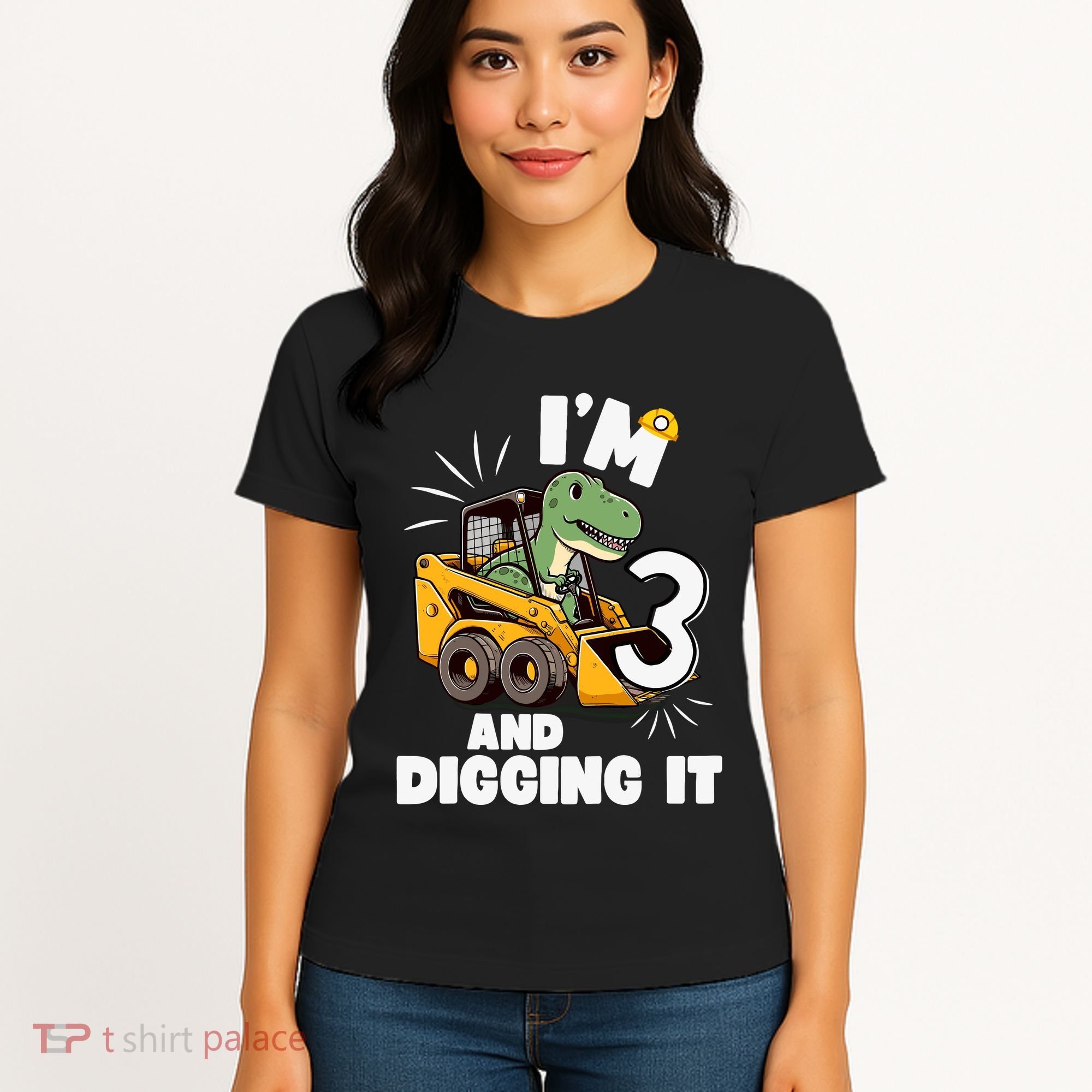 IM 3 And Digging It 3rd Birthday Dinosaur Construction Women's T-Shirt