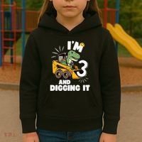 IM 3 And Digging It 3rd Birthday Dinosaur Construction Kids Hoodie thumb 3
