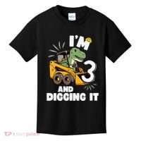 IM 3 And Digging It 3rd Birthday Dinosaur Construction Kids T-Shirt thumb 0