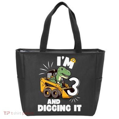 IM 3 And Digging It 3rd Birthday Dinosaur Construction Tote Bag