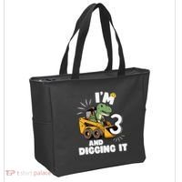 IM 3 And Digging It 3rd Birthday Dinosaur Construction Tote Bag thumb 2