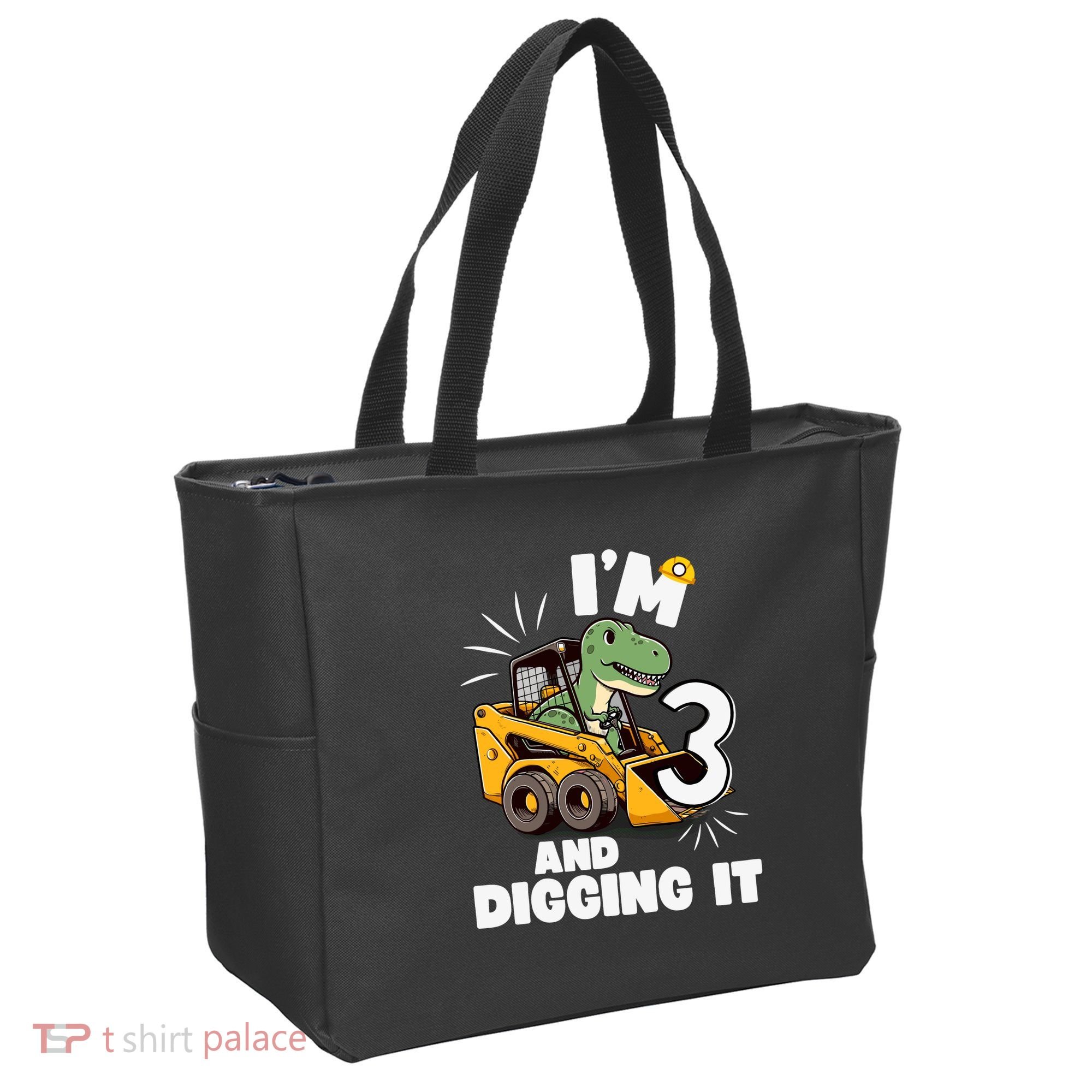 IM 3 And Digging It 3rd Birthday Dinosaur Construction Tote Bag