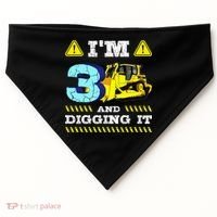 I'm 3 And Digging It Construction Excavator 3rd Birthday USA-Made Doggie Bandana thumb 0
