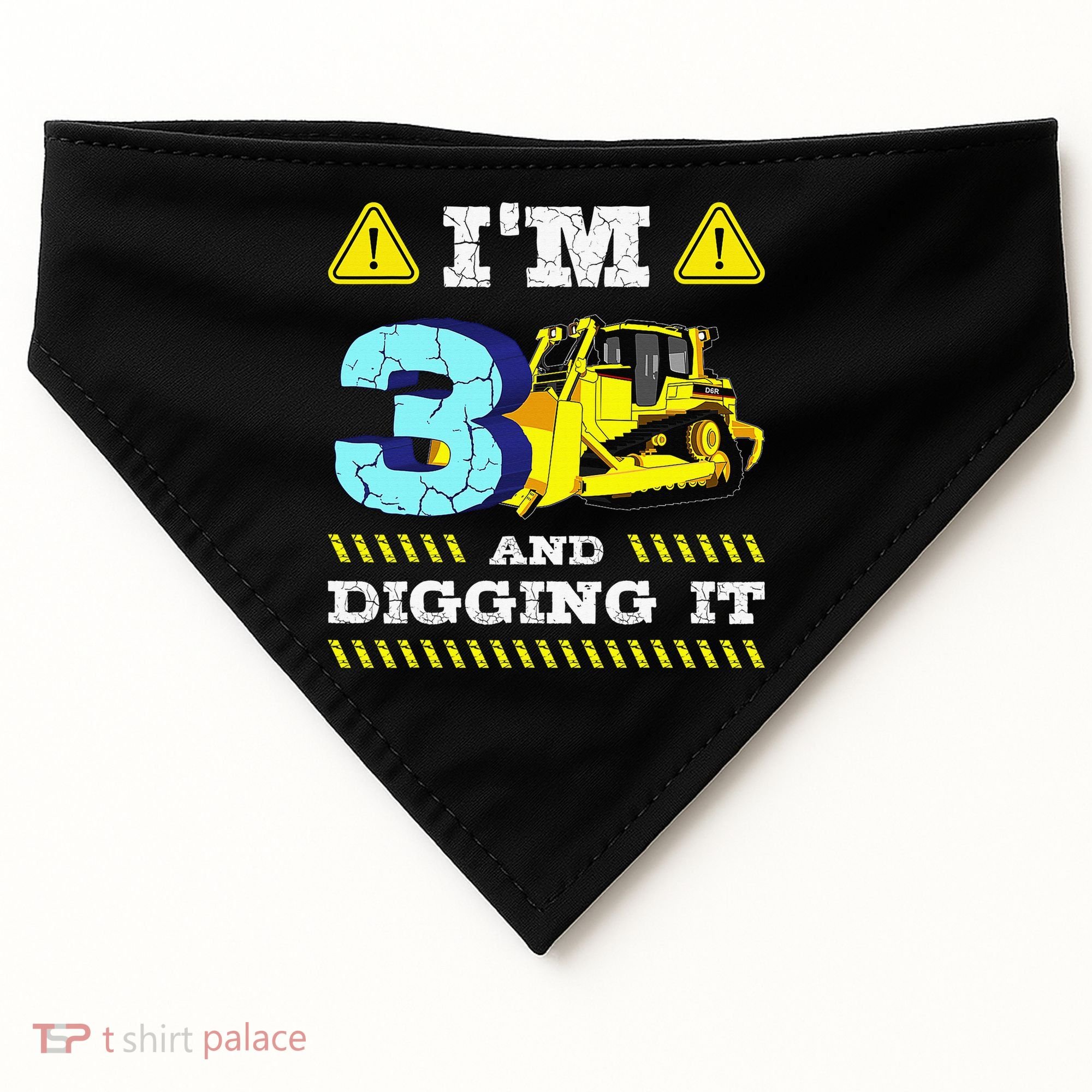 I'm 3 And Digging It Construction Excavator 3rd Birthday USA-Made Doggie Bandana