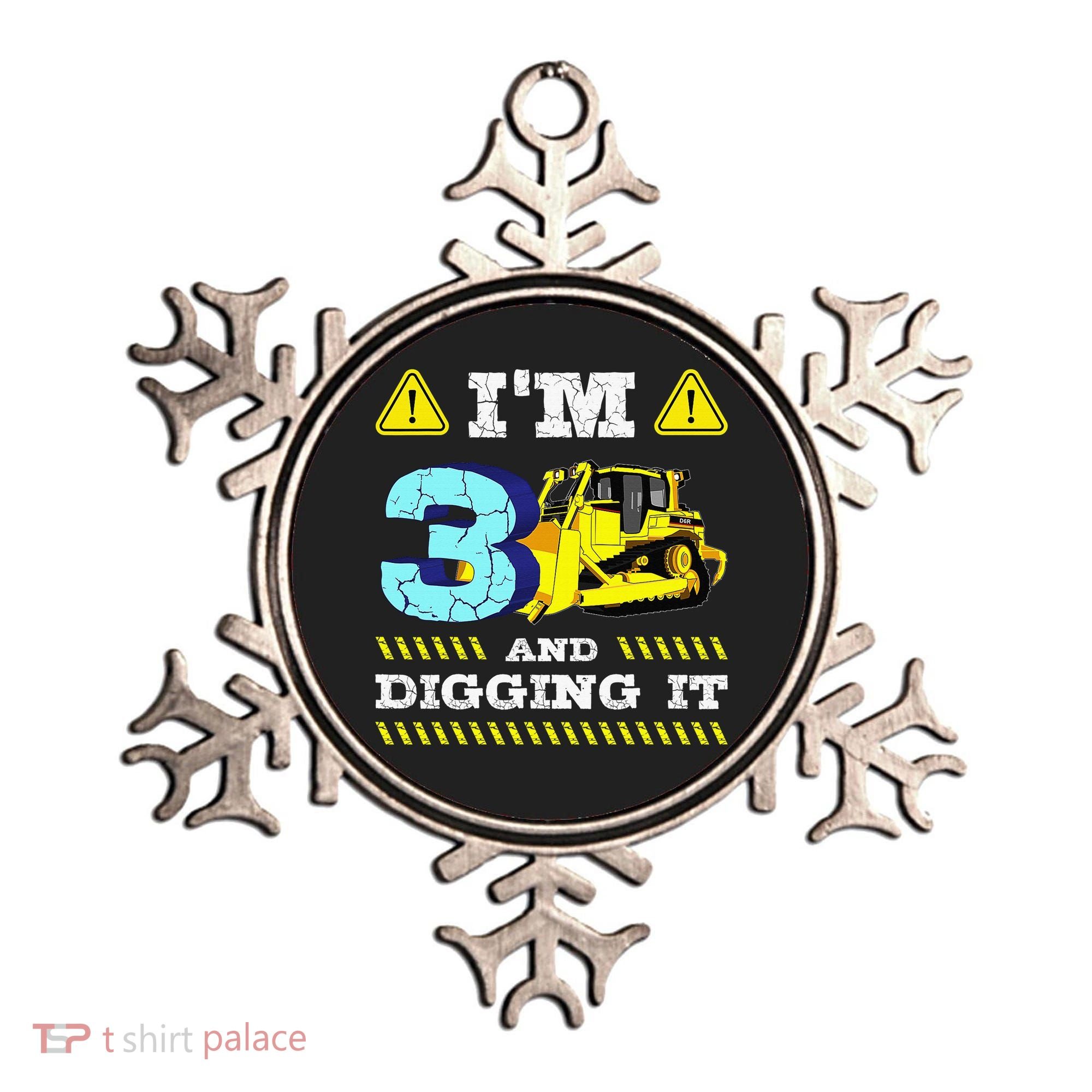 I'm 3 And Digging It Construction Excavator 3rd Birthday Ornament