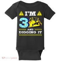 I'm 3 And Digging It Construction Excavator 3rd Birthday Baby Bodysuit thumb 0