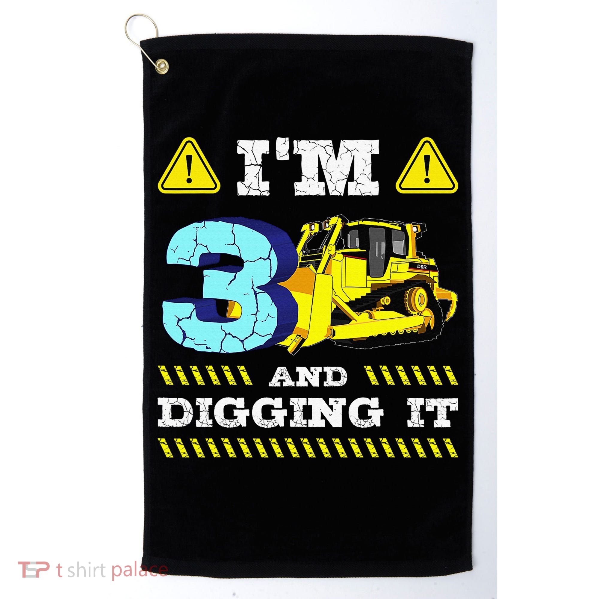 I'm 3 And Digging It Construction Excavator 3rd Birthday Golf Towel
