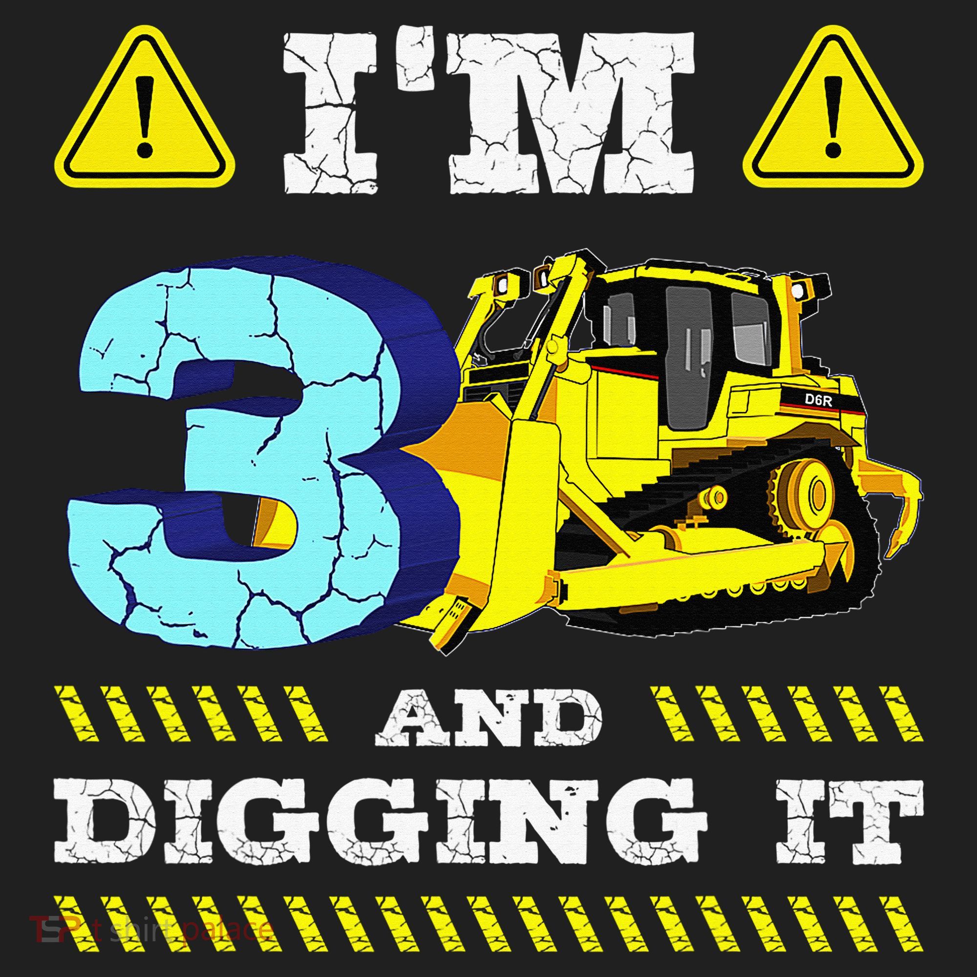 I'm 3 And Digging It Construction Excavator 3rd Birthday Golf Towel